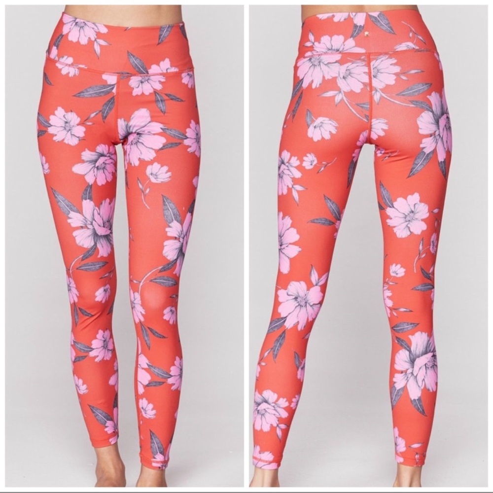 Spiritual Gangster Red Floral Warrior Leggings